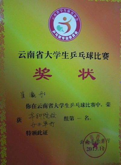 一个老师,九名队员,八项荣誉——我校在云南省首届大学生乒乓球比赛中力压群雄，收获佳绩
