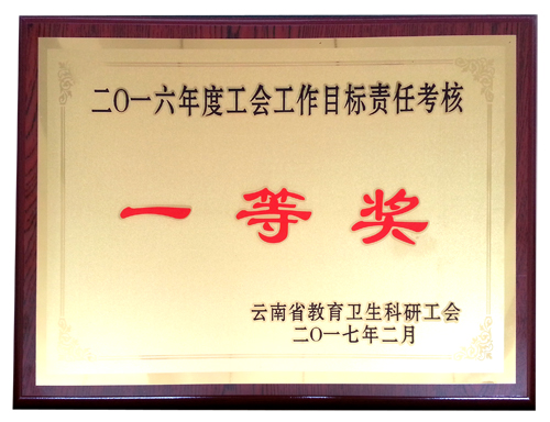 我院喜获2016年度云南省教卫科系统工会工作目标责任考核一等奖