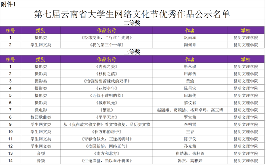 喜报｜16个奖项！昆明文理学院在第七届云南省大学生网络文化节中喜获佳绩